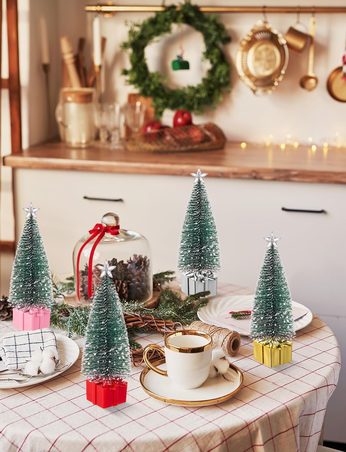 Mini Christmas Tree with Lights, 8 Pack Tabletop Christmas Trees image 4