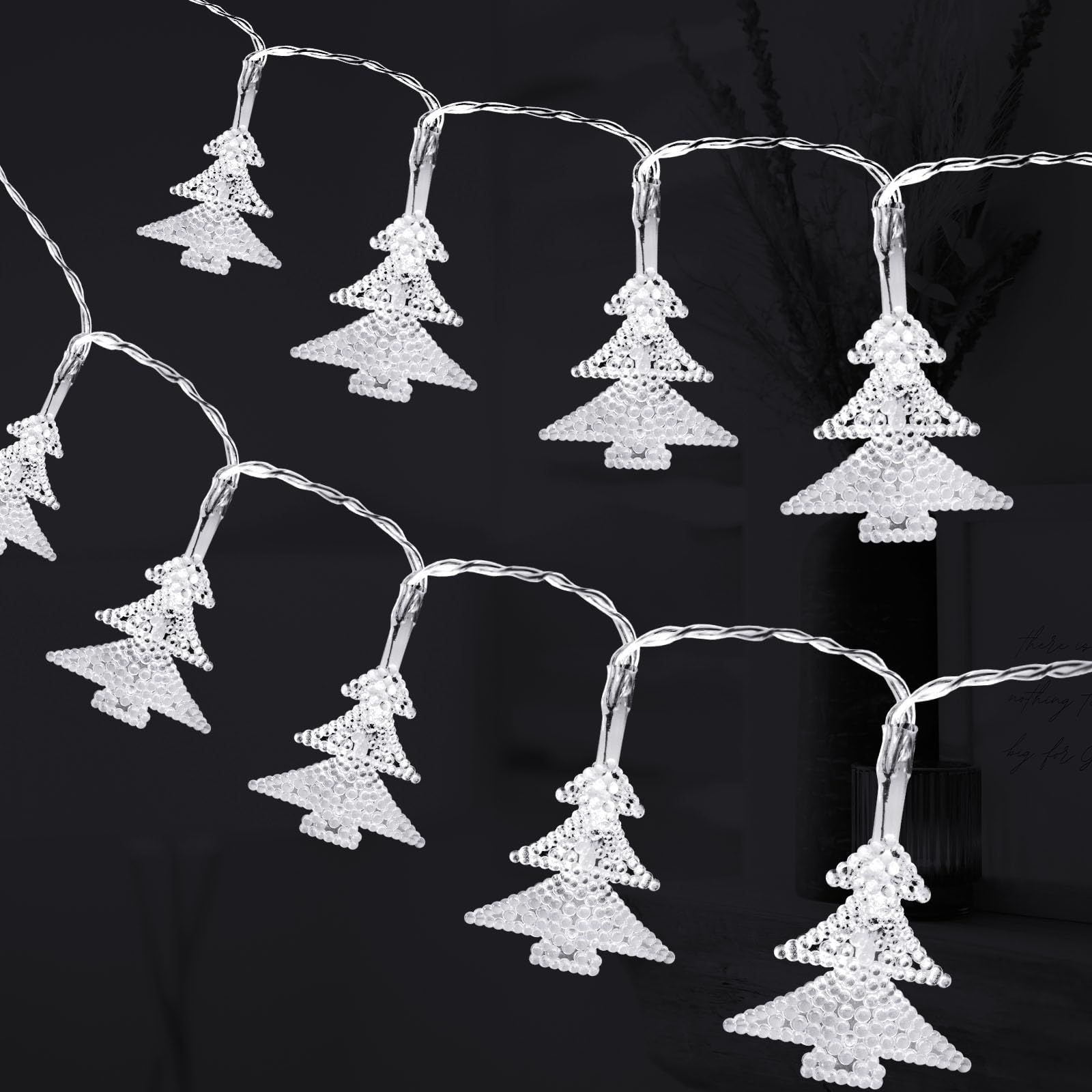 AUAUY Christmas Tree String Lights, 40 LED 19.6FT Xmas Lights Battery Operated 2 Modes, Waterproof Outdoor Lights for Indoor Outdoor Wedding Party New Year Garden Xmas Decor (Cold White) — image 1