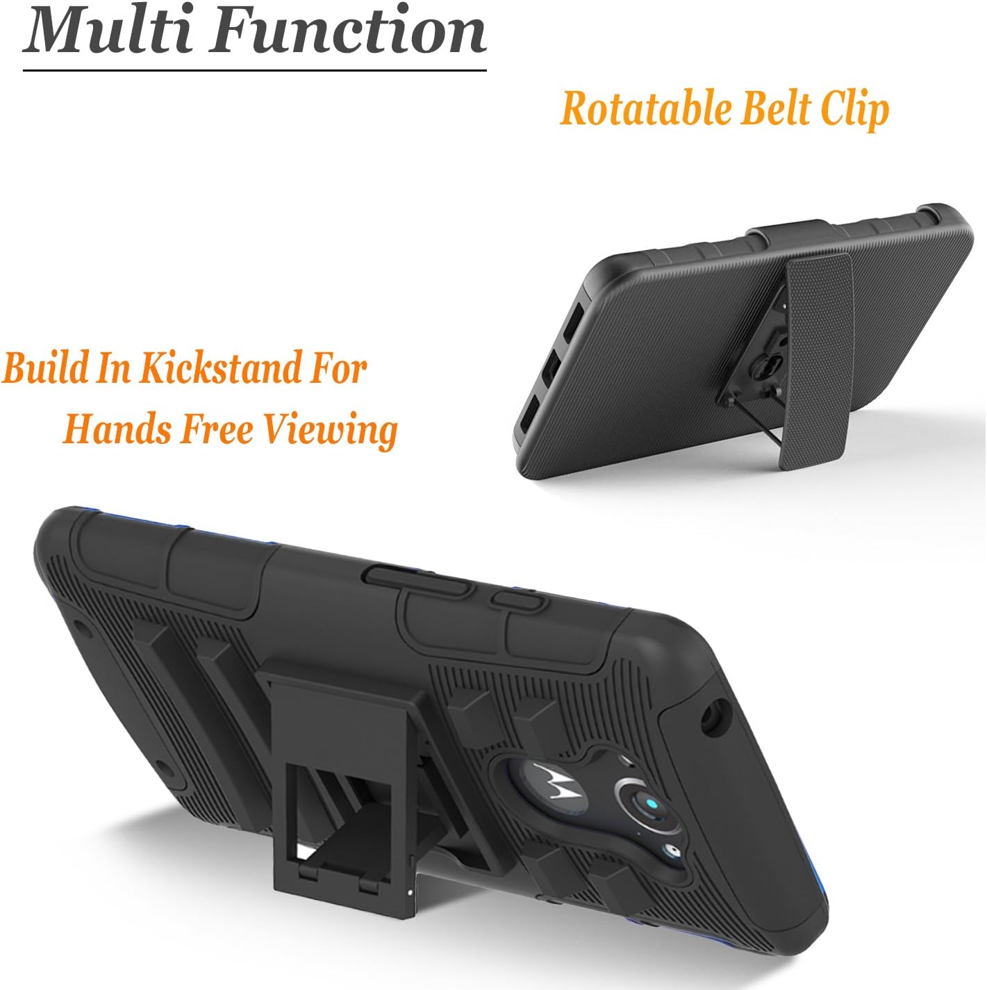 Droid Turbo Case, Circlemalls™ Dual Layers [Combo Holster] and Built-in Kickstand Bundled with Dual Layers Protection Hybrid Shockproof Phone Case and Stylus Pen for Motorola Droid Turbo XT1254-Black