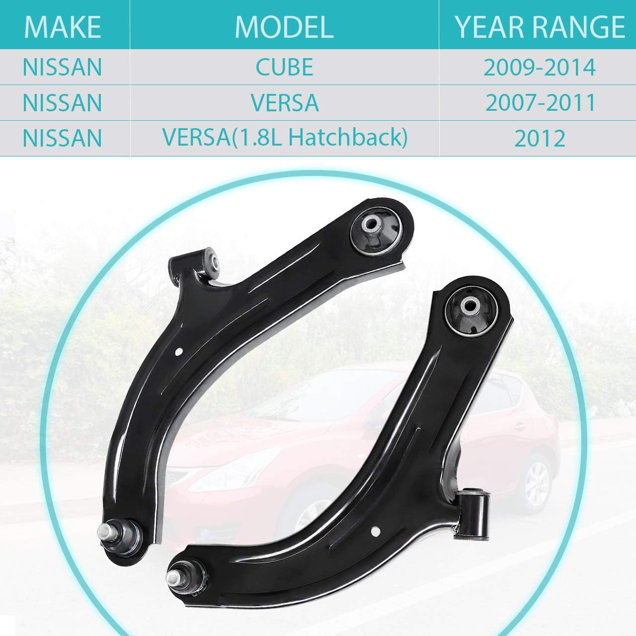 Front Lower Control Arm and Ball Joint Assembly Compatible with 2009-2014 Nissan Cube, 2007-2012 Nissan Versa K620566 K620567