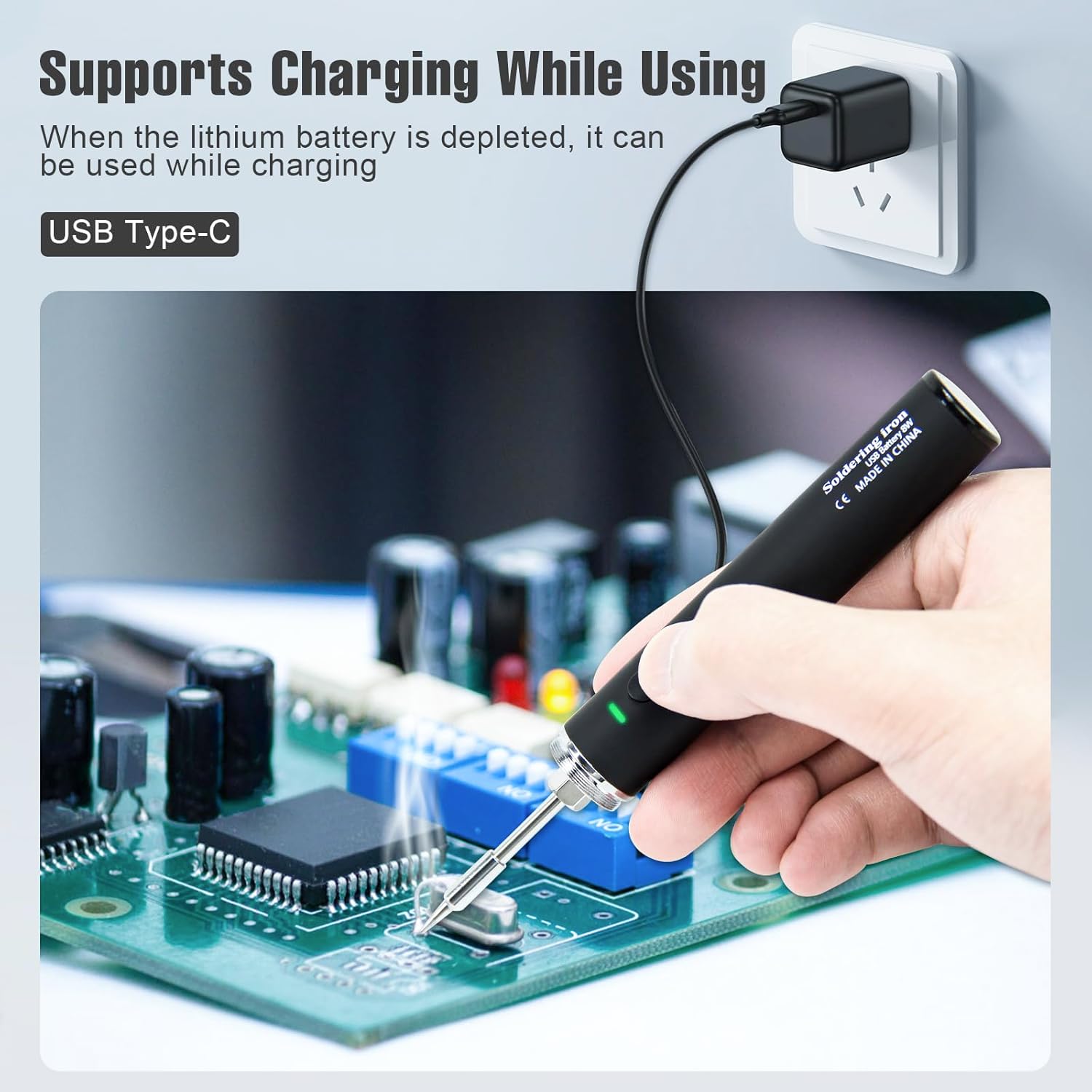 1100mAh Cordless Soldering Iron Kit Silver + 1200mAh Cordless Soldering Iron Kit Silver Black