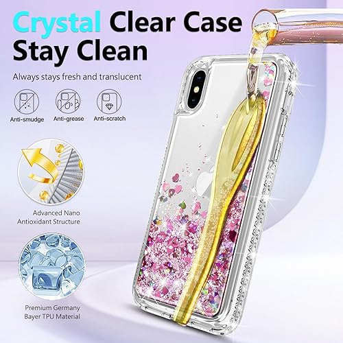 Miniatura 4 de NGB - Funda para teléfono diseñada para iPhone XR, color oro rosa, bonita funda con purpurina líquida brillante para mujeres, niñas y niños, con