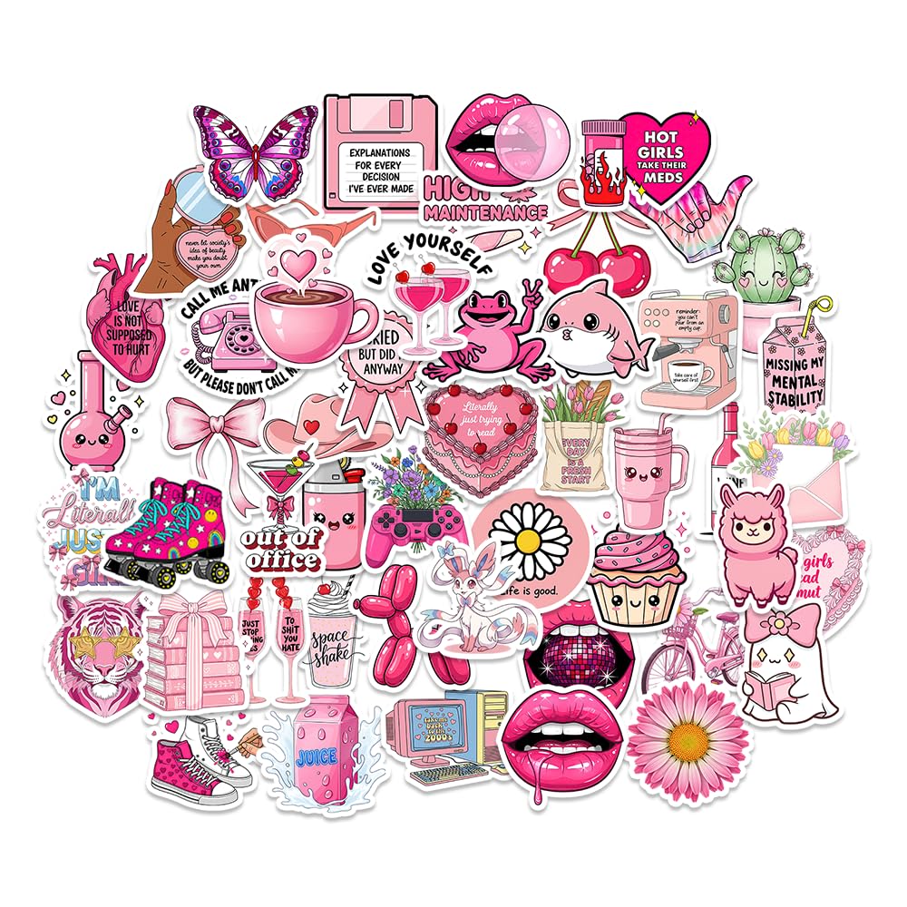 Calcomanías de Pinky Girl de vinilo impermeables para niñas y adolescentes