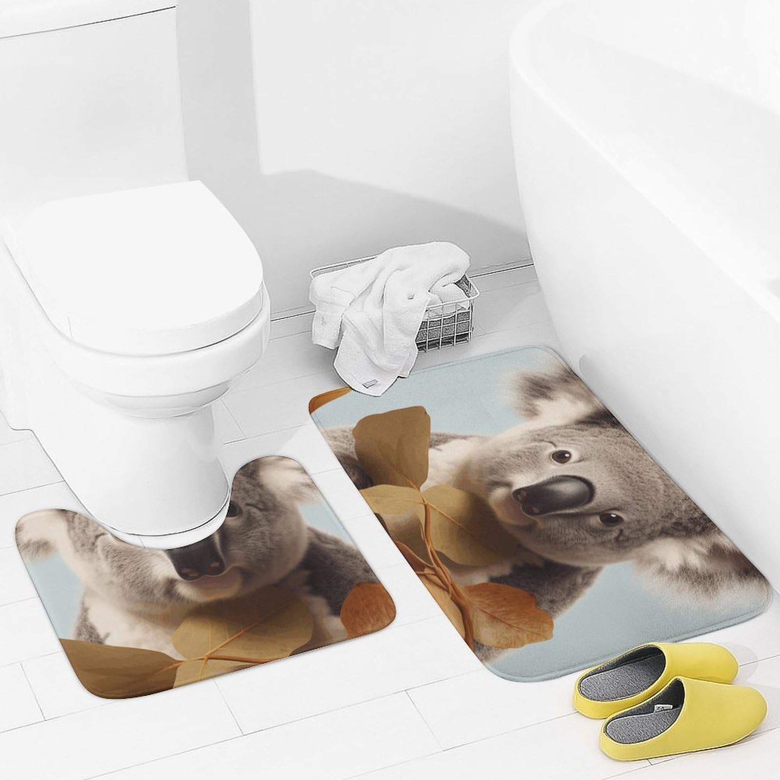 Tapis de bain contour en forme de U absorbant lot de 2 microfibre antidérapante