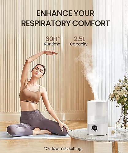 Miniatura 3 de raydrop Humidificadores inteligentes para dormitorio, humidificadores de niebla fría de llenado superior de 2.5 L para el hogar, humidificación
