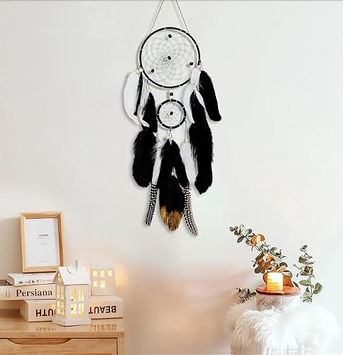 Miniatura 5 de Paquete de 5 atrapasueños para decoración de pared, diseño bohemio de luna y sol, hecho a mano, tradicional, atrapasueños, decoración para colgar en