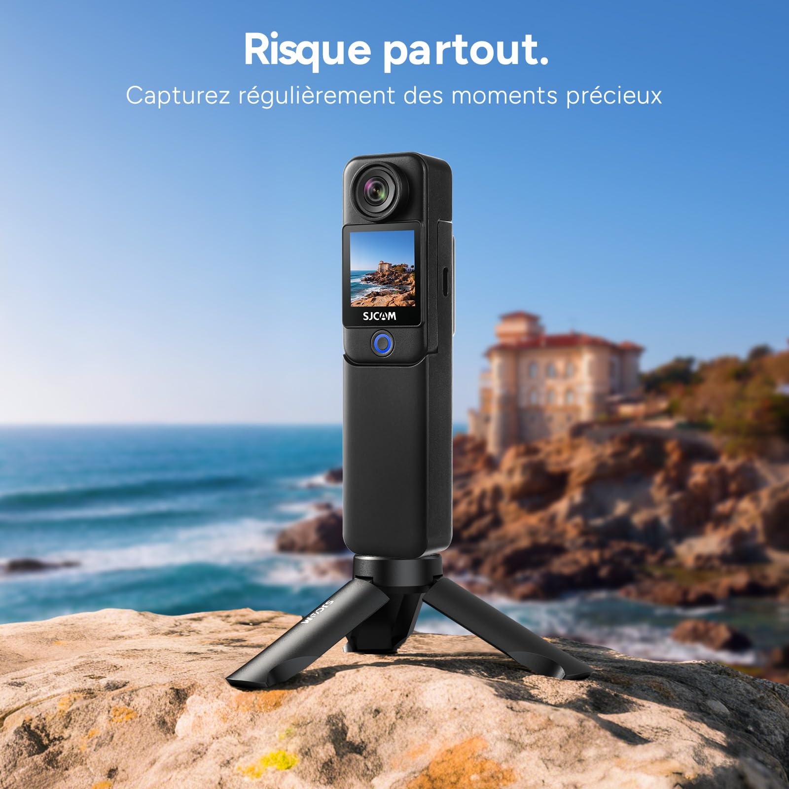 SJCAM C300 Camera Vlog 4K,460 Min d'Autonomie,Double Écran Tactile,Caméra Sport Aquatique,Stabilisation 6 Axes,Idéale pour Vlog,Voyages,Activités Extérieures,Kit avec Accessoires,Noir (64G)