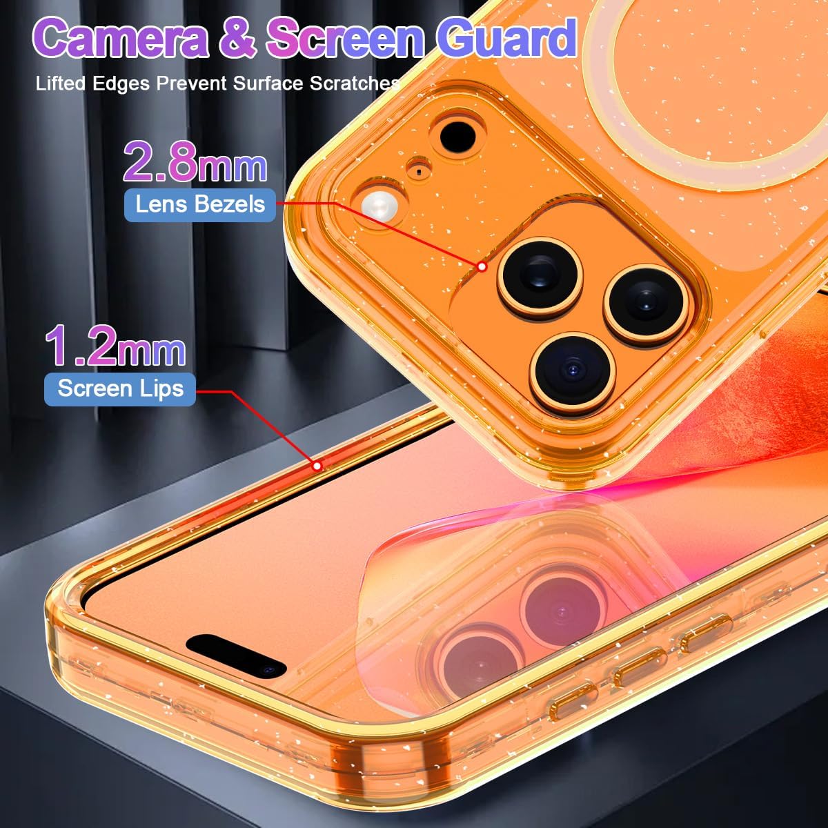 Casetego for iPhone 17 Pro Max Case,Compatible with MagSafe,[Military Grade Drop Test] Full Body Protection Slim Shockproof Rugged Marble Women Girls Case for iPhone 17 Pro Max 6.9 inch,Clear Orange