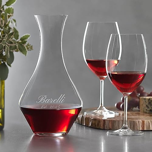 Miniatura 3 de Lingtoolator nalized - Decantador Cabernet Magnum de 64 onzas, decantador de vino de cristal grande grabado personalizado para vino tinto o blanco,