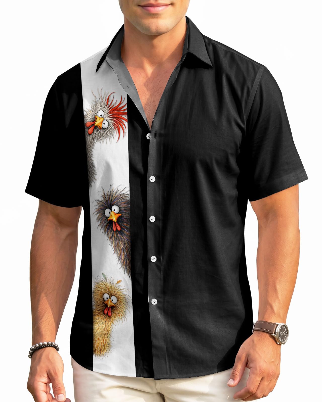 99TIMORO Tropical Printed Men's Hawaiian Shirts Short Sleeve Top