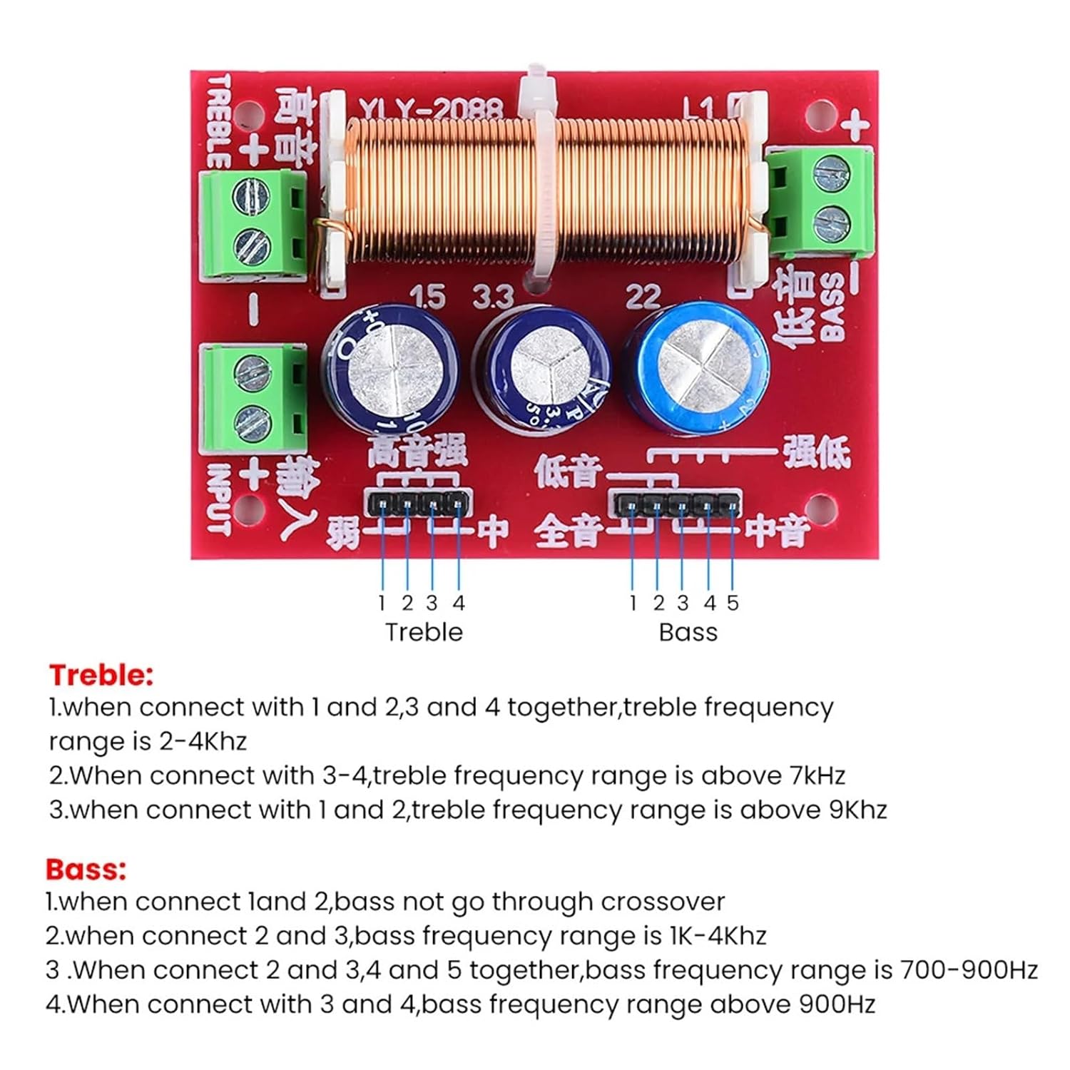 2Pcs 400W Speaker Crossover Adjustment 2 Way Audio Tweeter Bass Filter Frequency Divider for 2-16 Ohm Speaker DIY