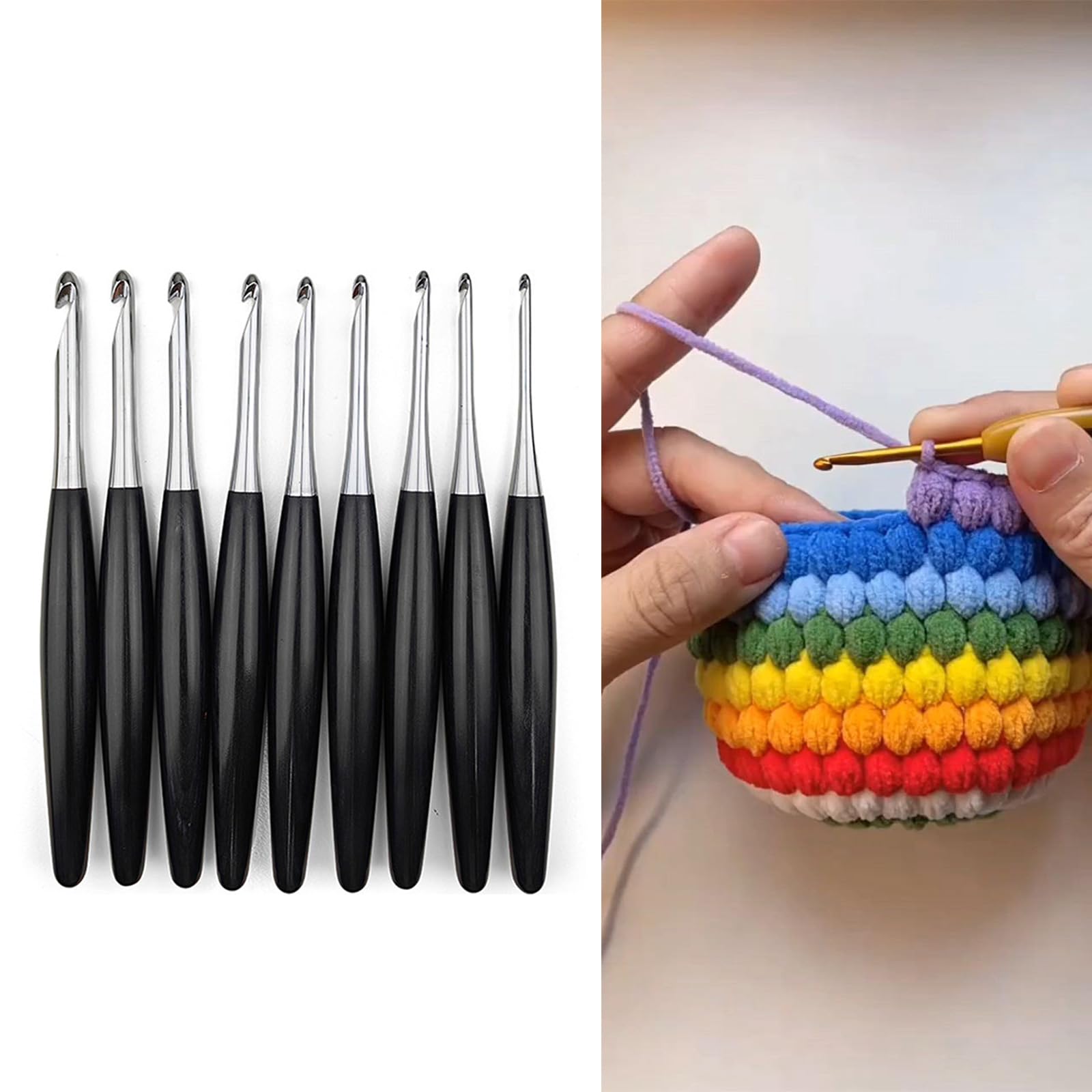 1 juego de agujas de tejer ergonómicas mango de madera gancho de ganchillo de 3,5 mm - 8,0 mm aguja manualidades juego