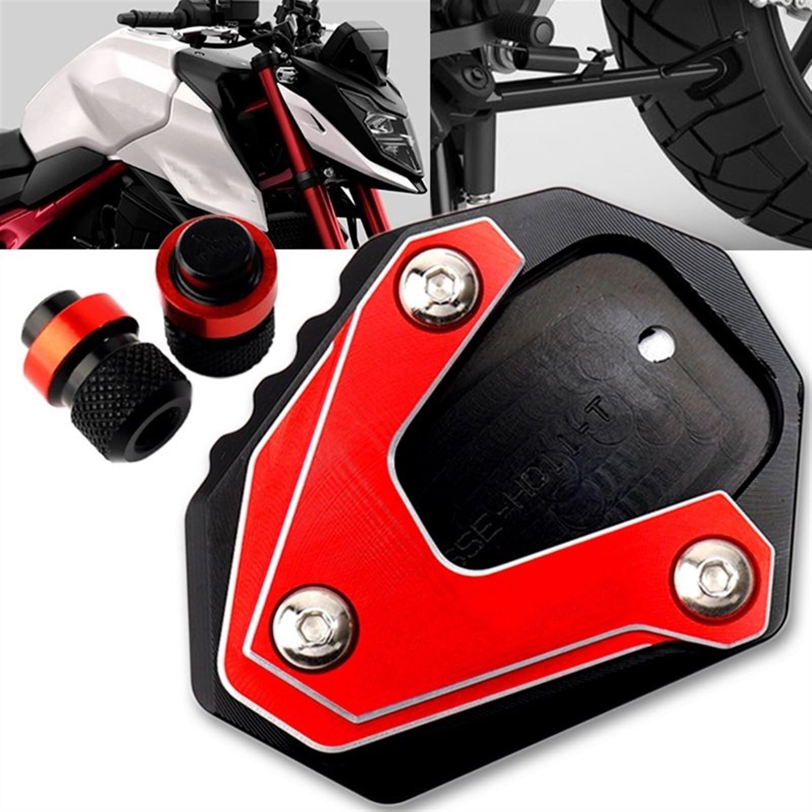 Piezas Repuesto Motocicletas Accesorio Modificado para Motocicleta, Almohadilla De Soporte Lateral, Tapas De Válvula De Neumático De Rueda Ampliadora para CB750 CB 750 para Hornet 2023(Titanium,1)