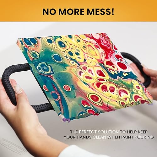 Miniatura 5 de SplashNcolor - Paquete de 4 asas de lona para verter pintura, asas de lona negras acoplables, soporte de agarre para fácil inclinación del lienzo,