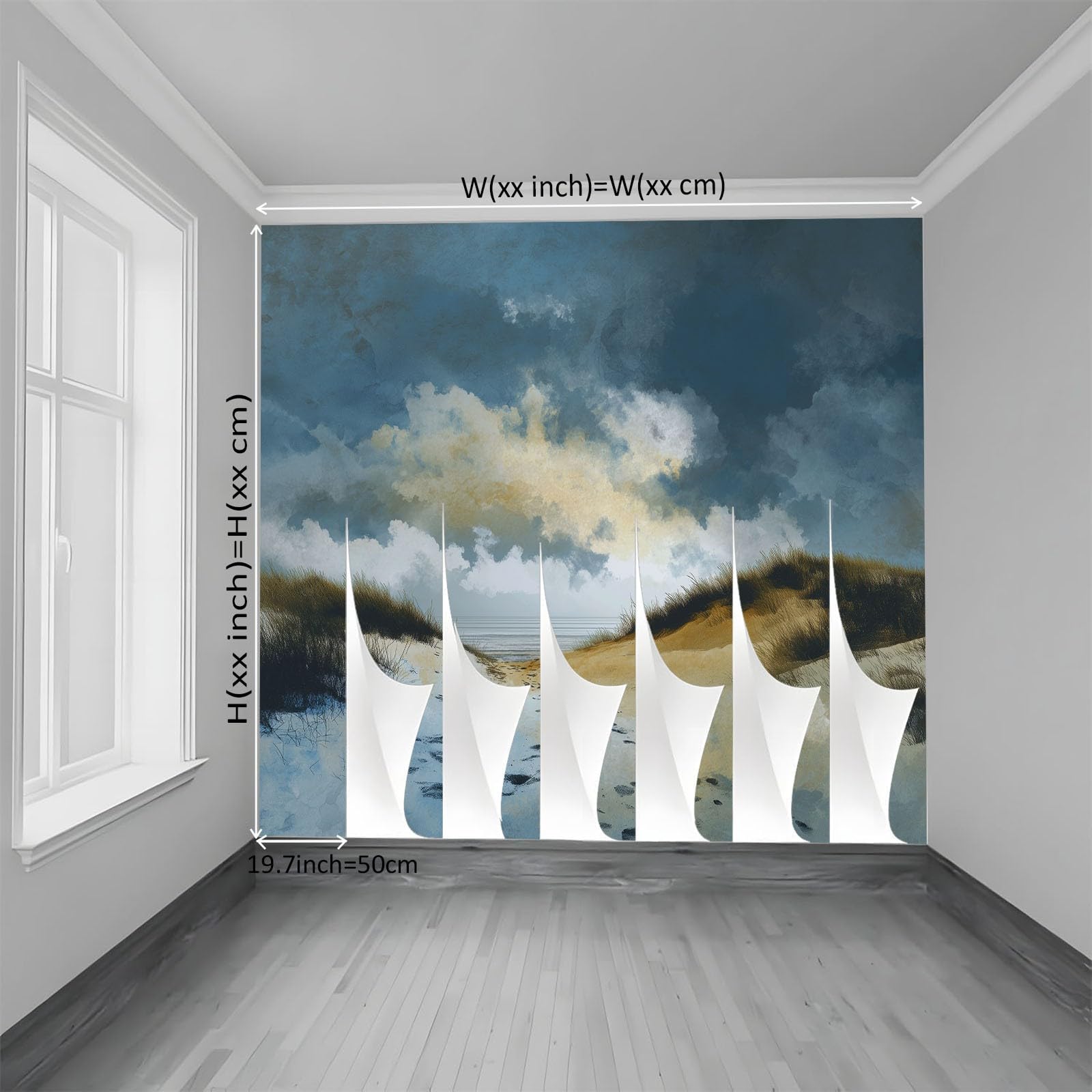 Generisch Tapeta panoramiczna 3D 350 x 256 cm (szer. x wys.), do salonu, sypialni, szaro-niebieska, odporna na promieniowanie UV tapeta z włókniny na ścianę - abstrakcyjna ręcznie malowana tapeta na