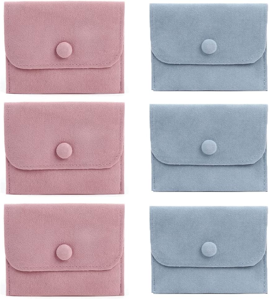 GBSTOREGBSTORE 6 Pcs Velvet Jewelry Storage Pouch with Snap Button Gift Bags Small Purse Jewelry Storage Box for Bracelets, Necklaces, Earrings,Rings,pendants,brooches,Watch etc Small Item