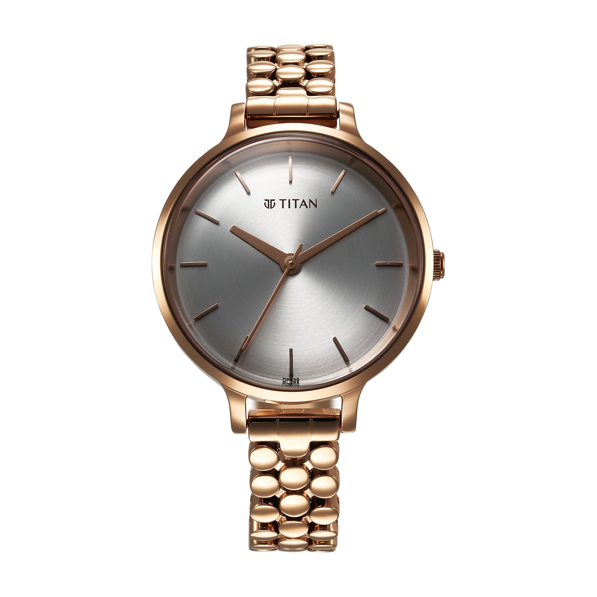 Titan Purple Secluded Quartz Analog Silver White Dial with Rose Gold Plating Brass Strap Watch for Women-image-42