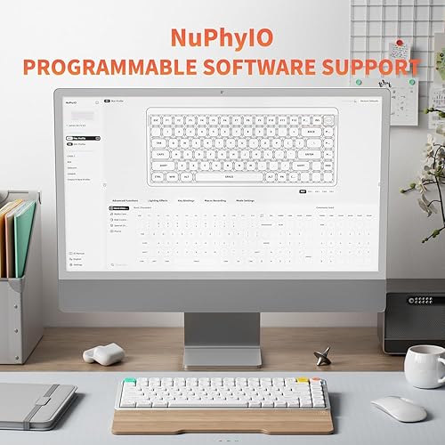 Miniatura 4 de nuphy Air75 V3 Teclado mecánico inalámbrico intercambiable en caliente, 84 teclas, 75% teclado de perfil bajo personalizado con perilla,
