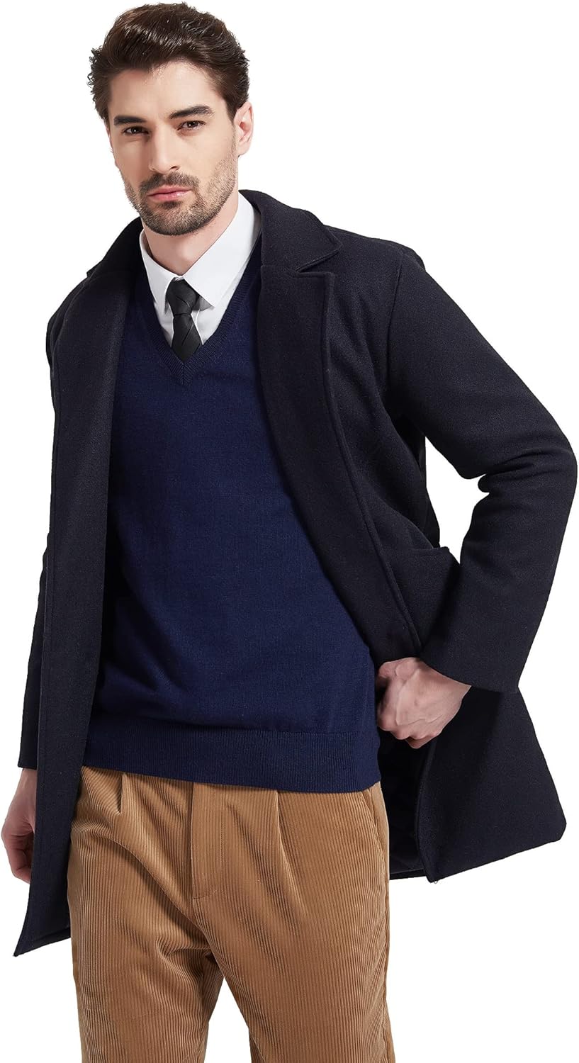 Kallspin Men's Wool Blended Vest Sweater Relaxed Fit V Neck Sleeveless Knitted Pullover - Image 8