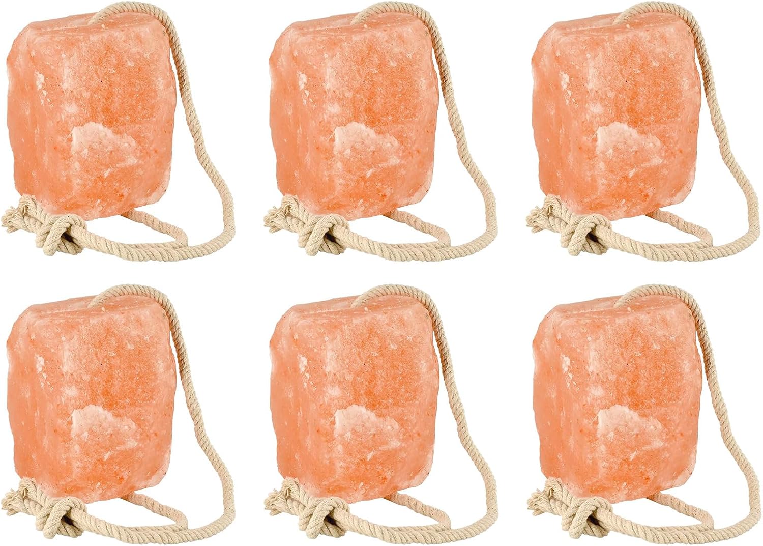 Himalayan Salt Block 6 Pack - 6 lbs Each. Himalayan Salt Lick on Rope for Horse, Deer, Goat, and Livestock Animals