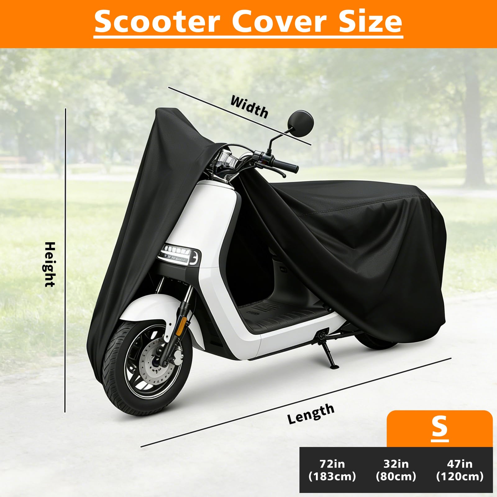 COVERVIN Funda impermeable para scooter al aire libre, cubierta para ciclomotor y cubierta Vespa para Honda Ruckus Yamaha 72 pulgadas de largo (S)