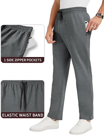 30/32/34/36/38/40 Inseam Mens Tall Open Bottom Sweatpants Yoga Pants