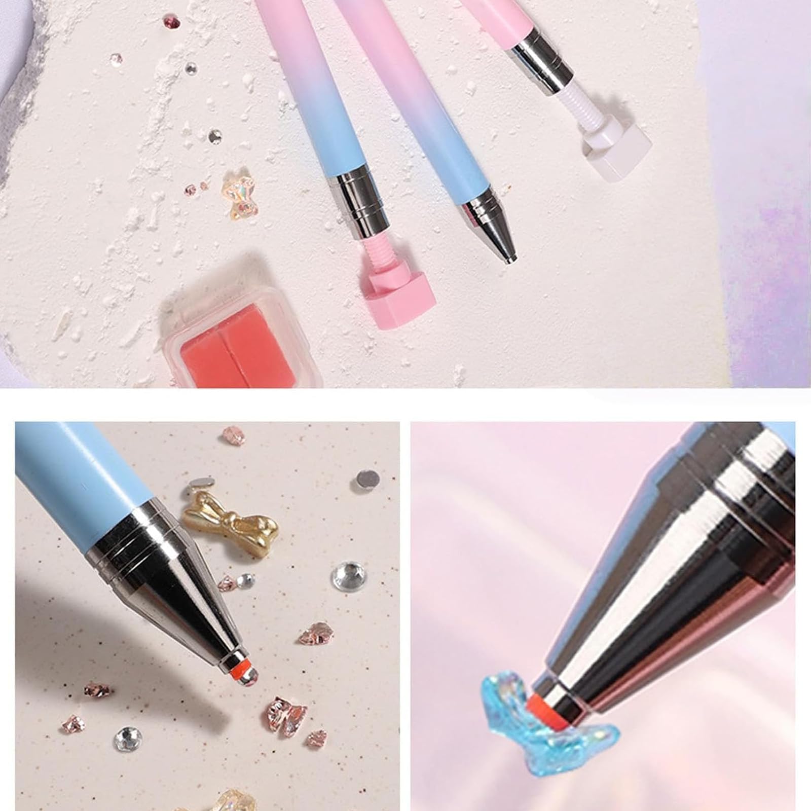 Upgrade Automatischer Nachfüllbarer Wachsstift, Wachsstift für Strasssteine Diamant Kunst Stifte Nachfüllbar für Diamond Art Nail DIY Handwerk (Dot Clay)