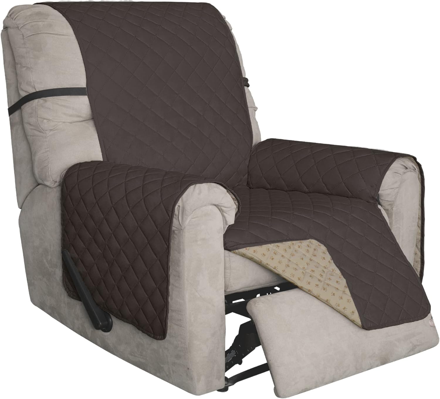 ISSUNTEX Super Anti-Slip Recliner Couch Covers for Living Room, Water Resistant Sofa Cover Quilted Sofa Slipcover Furniture Protectors for Dogs, Pets, Kids (Recliner, Chocolate)