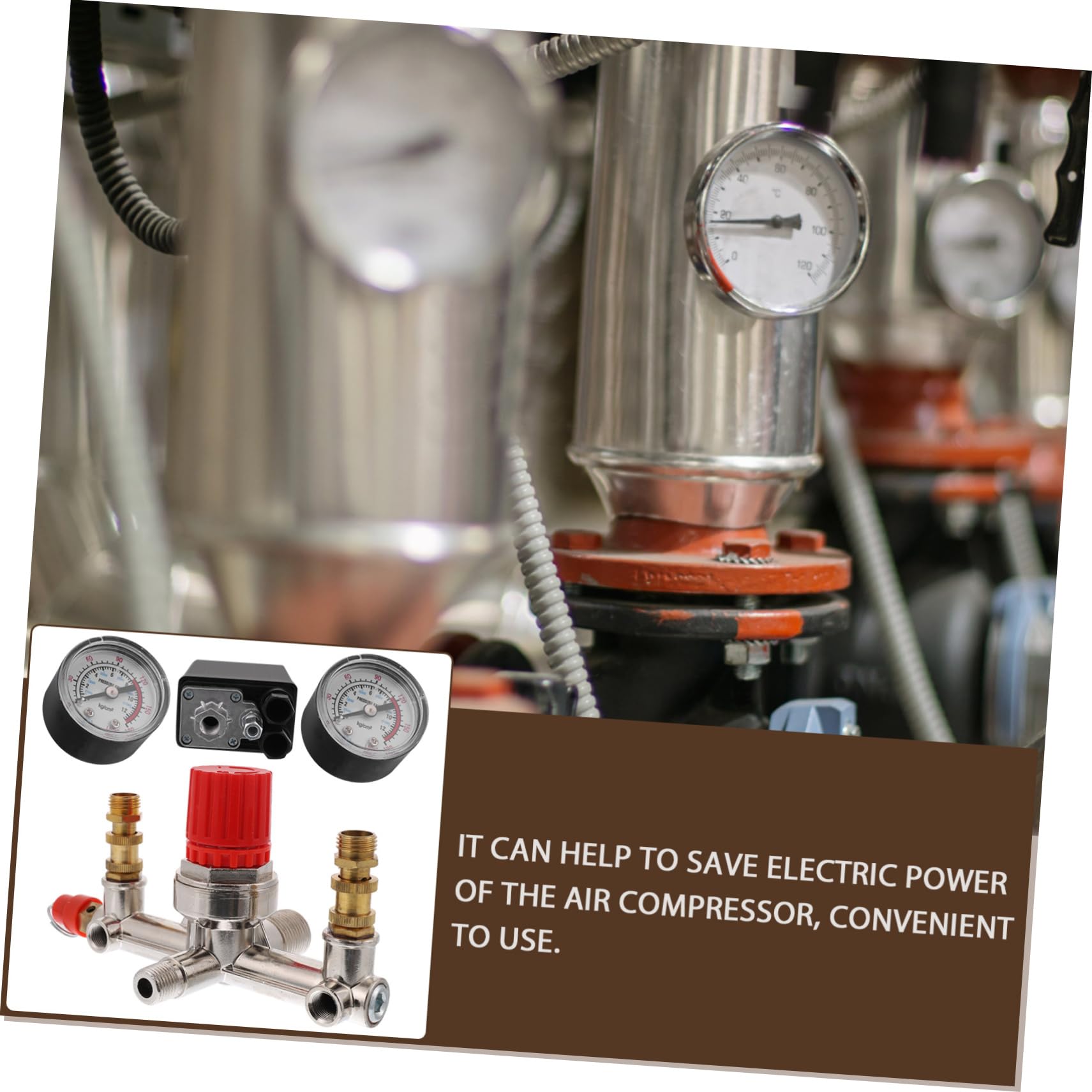 Pressostato per Compressore Aria 175psi 16a con Manometro | Regolatore di Pressione, Interruttore di Controllo, Metallo-plastico, Uso su Air Compressor
