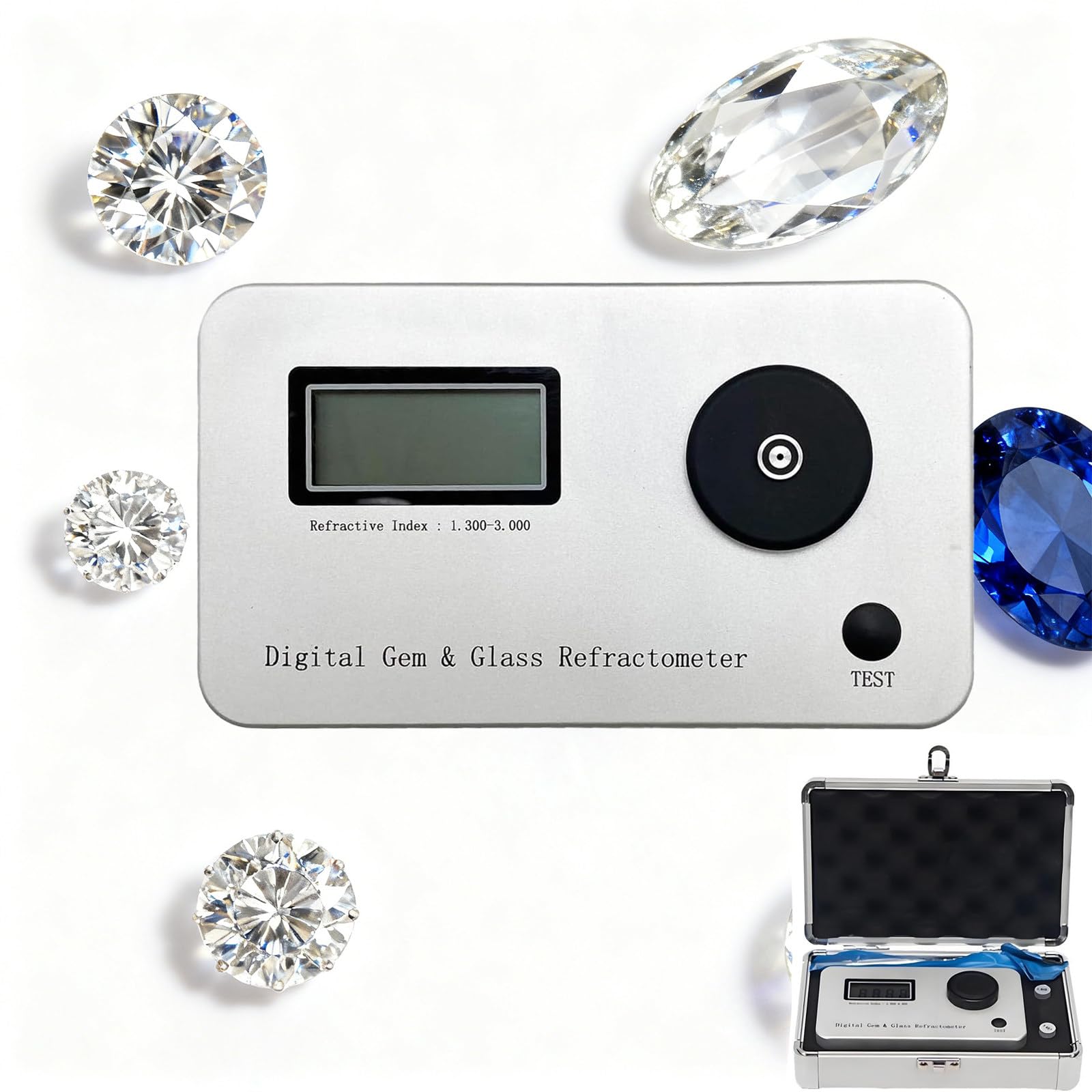 Refractómetro de Gemas Profesional, Detector de Diamantes, Probador de Gemas, Error de medición: ±0,005, Precisión: 0,001, Índice de refracción: 1,300-3,000, Portátil