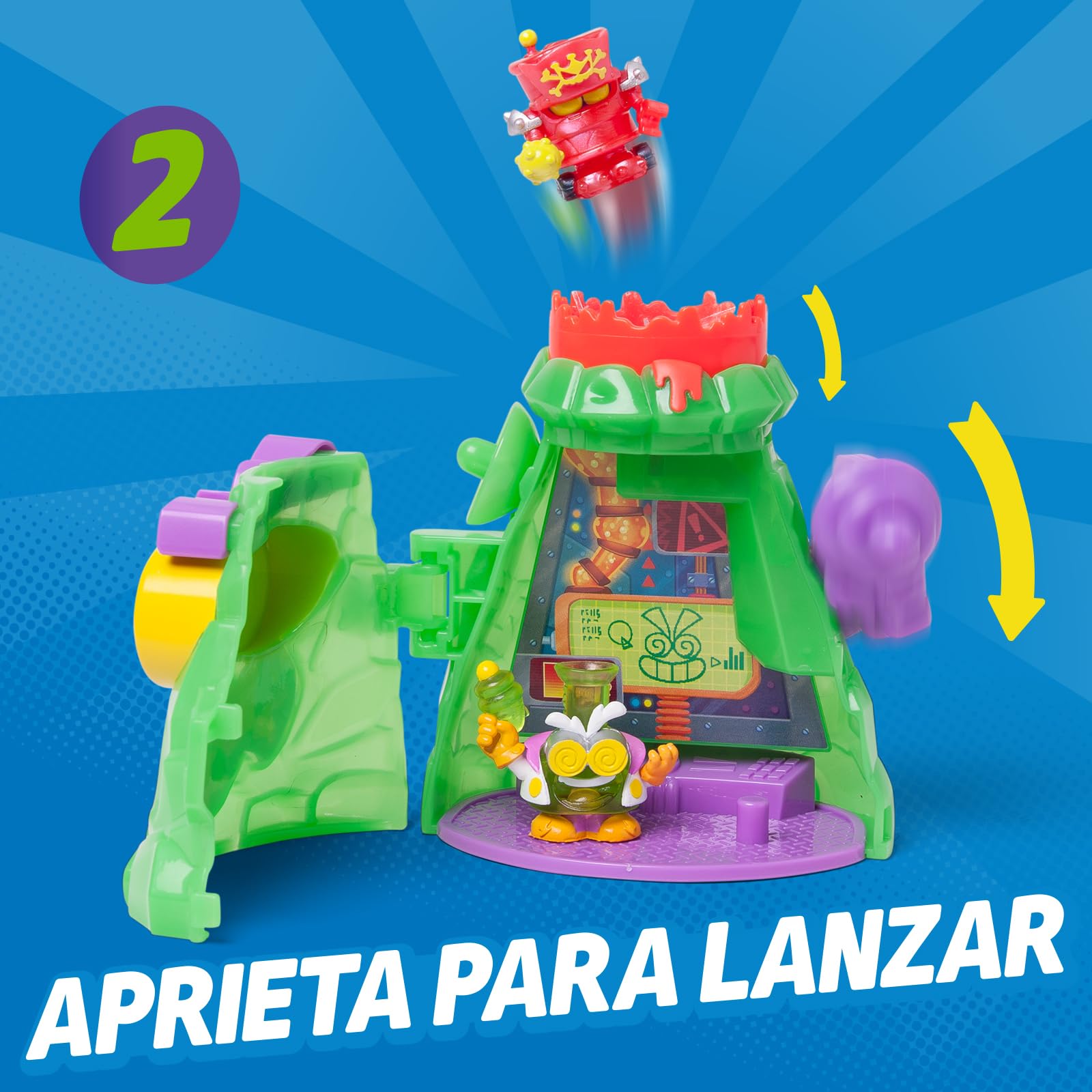 SUPERTHINGS KAZOOM Power – Hidden Base Professor K. Guarida del Professor K de la Serie de TV “Kazoom Power”. Contiene 1 Hidden Base, 1 Professor K Exclusivo, 1 Robotoxic Exclusivo