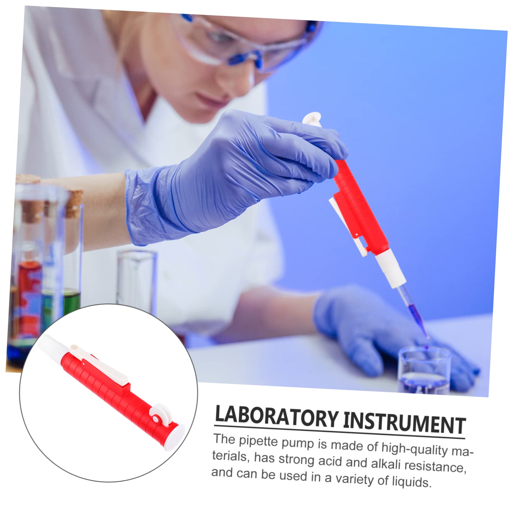 iplusmile Pompe à Pipettes de Laboratoire en Pp Rouge 25ml Distribution Rapide et Remplissage Précis pour Expériences Scientifiques