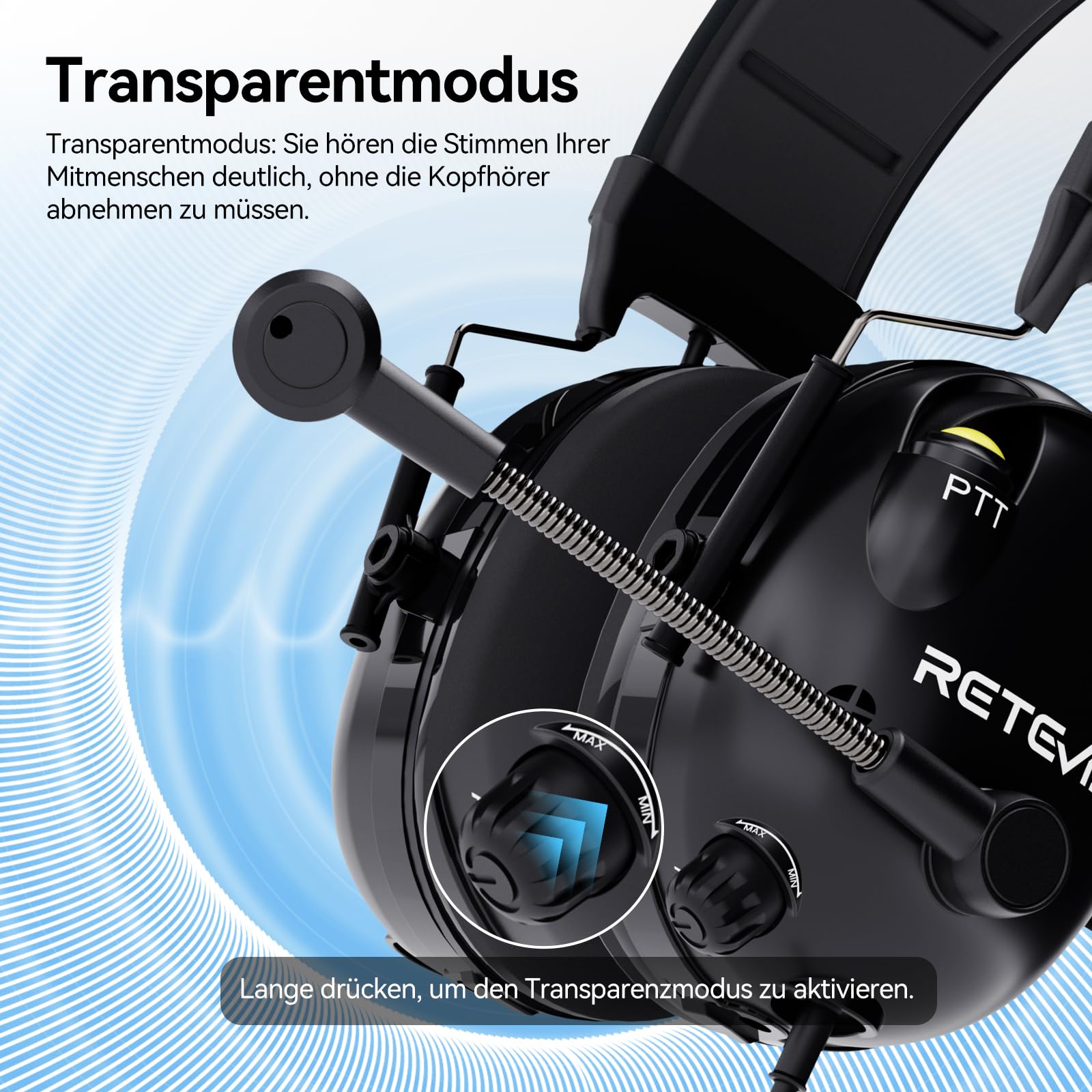 Retevis Auriculares EHK015 para walkie-Talkie, con cancelación de Ruido, Botones PTT Dobles Plegables, micrófono Giratorio Kenwood de 2 Pines, compatibles con Baofeng UV5R RT24 RT27(1 Unidad)