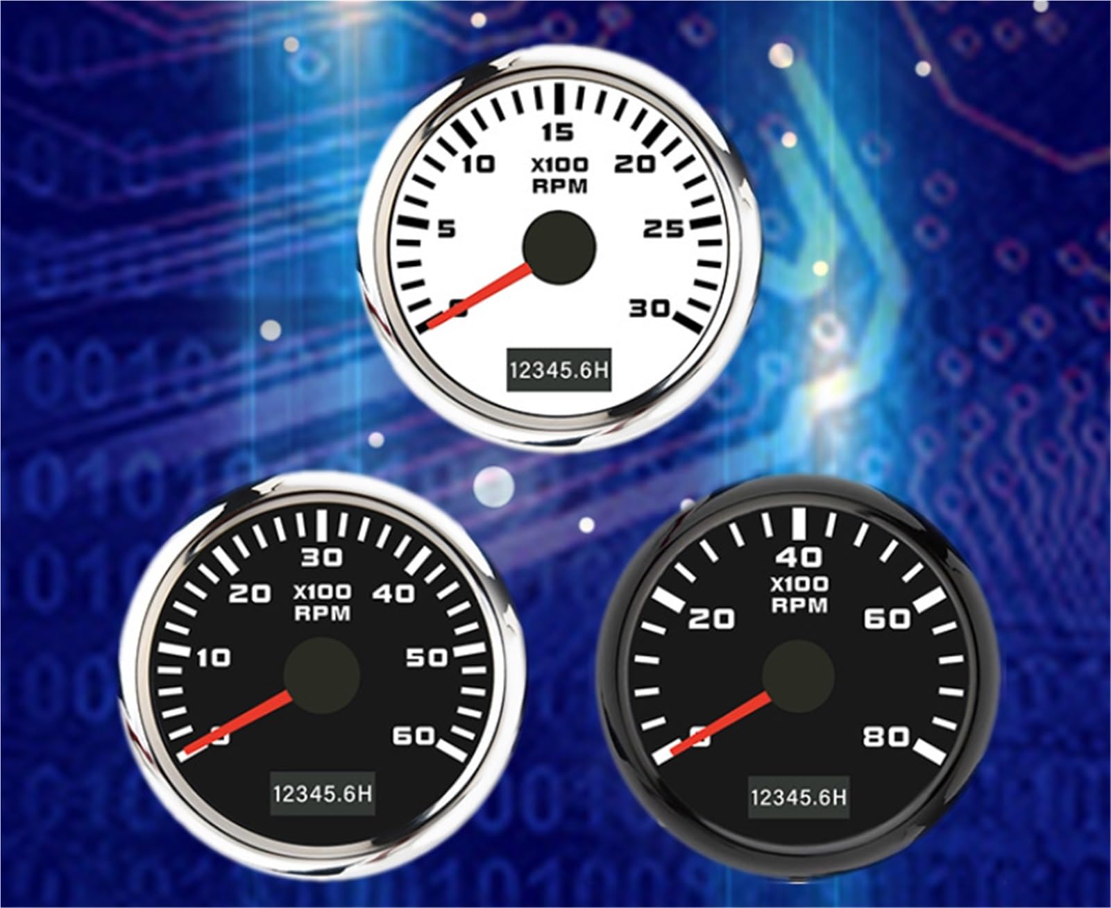 Tacómetro de 52 mm, 3000/4000/6000/7000/8000 RPM, con sensor tacómetro impermeable for gasolina, diésel, coche, marino Prueba(B,8000RPM)