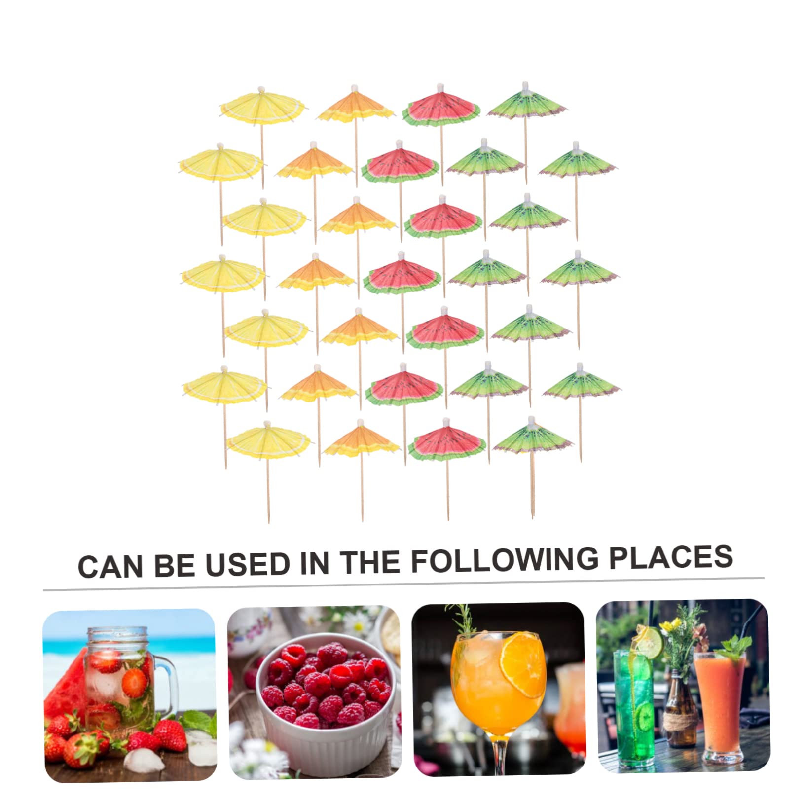 BESTonZON 160 Pezzi Bastoncino di Frutta Mini Ombrelli Mini Cibo Mini Decor Cocktail Picks per Bevande Dessert Picks Cocktail Guarnito Cocktail Stick Cibo Ristorante Antipasto Picks