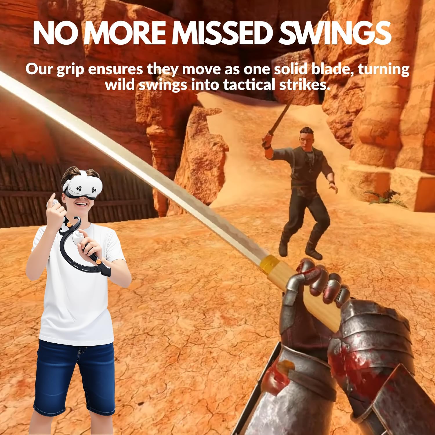 VR Sword Hilt for Meta Quest 3/Quest 2/Pro Accessories, 360° Dynamic Rotating Grip, Ambidextrous Hilt Extensions for Blade and Sorcery, Battle Talent, Asgard's Wrath 2 & More