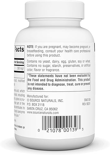 Miniatura 3 de Source Naturals L-lisina 500 mg forma libre suplemento de aminoácidos apoya la formación de energía y colágeno* - 100 tabletas