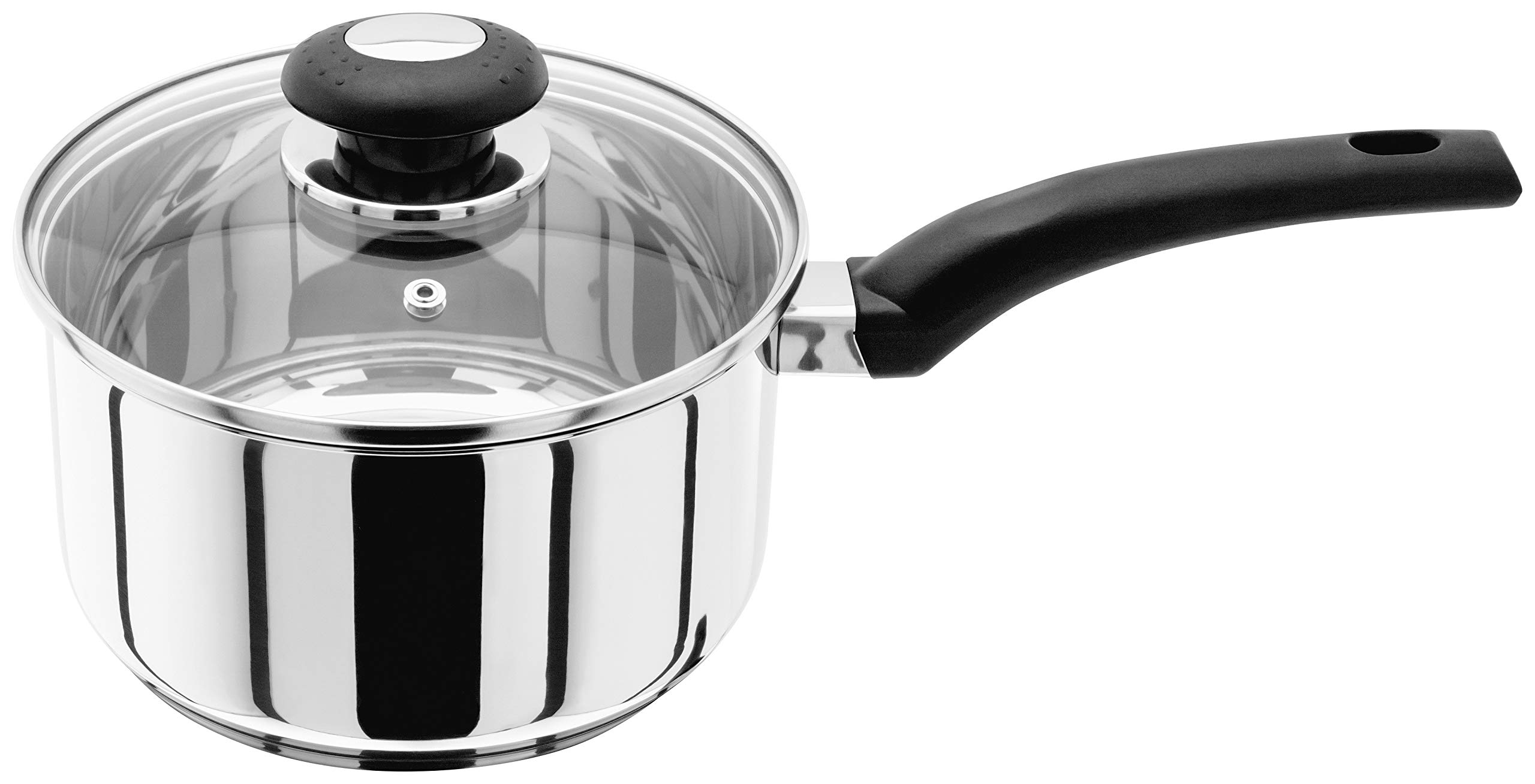 Judge Essentials Saucepan with Pan Lid, 18cm, Stainless Steel Pan & Stainless Steel Pot for Induction Hob, Silver