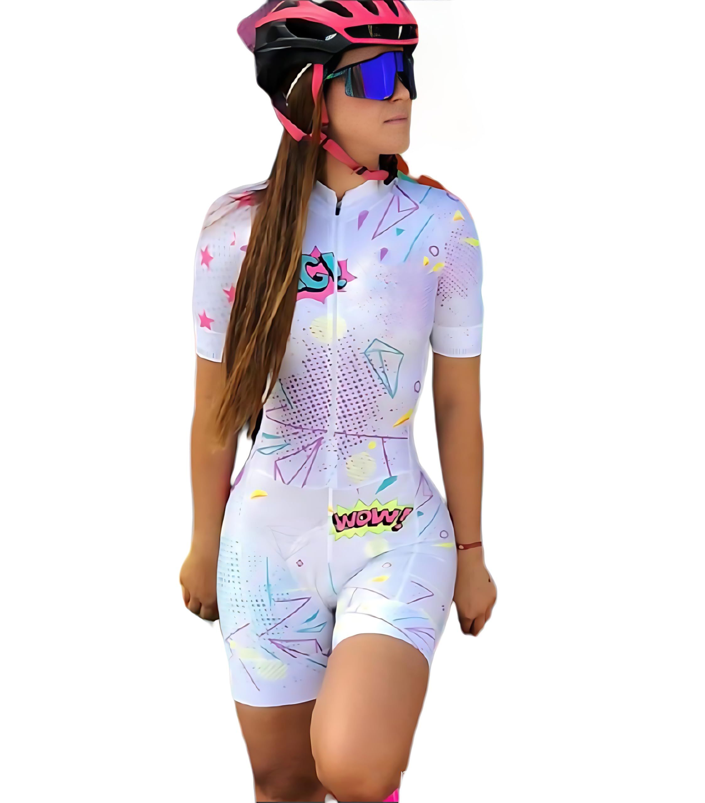 Mono deportivo de manga corta para mujer, de triatlón, para ciclismo, ciclismo de montaña