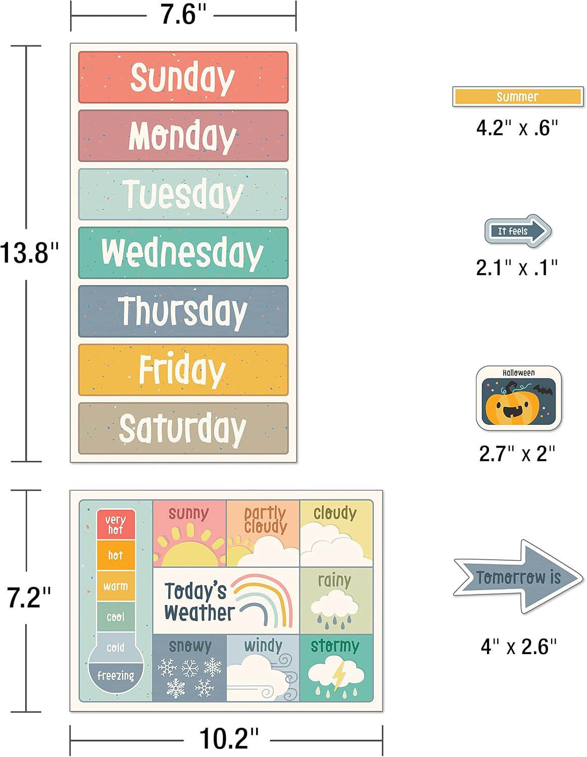 Carson Dellosa We Belong 137 pc Set Wall Calendar, Monthly Headers, Holidays, Birthdays, Number Cover Ups, Seasons, Days of The Week Chart, Boho Decor for Bulletin Board and Classroom Decorations image 4
