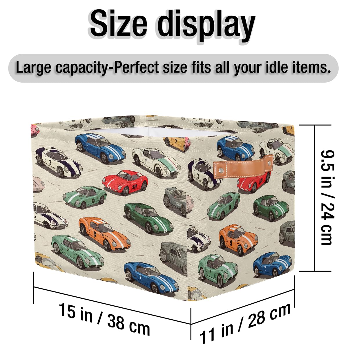 Race Cars Storage Baskets for Organizing, Fabric Collapsible Storage Bins Box Cool Decorative Toy Organizer Baskets for Closet Shelves Gift Basket 2Pcs