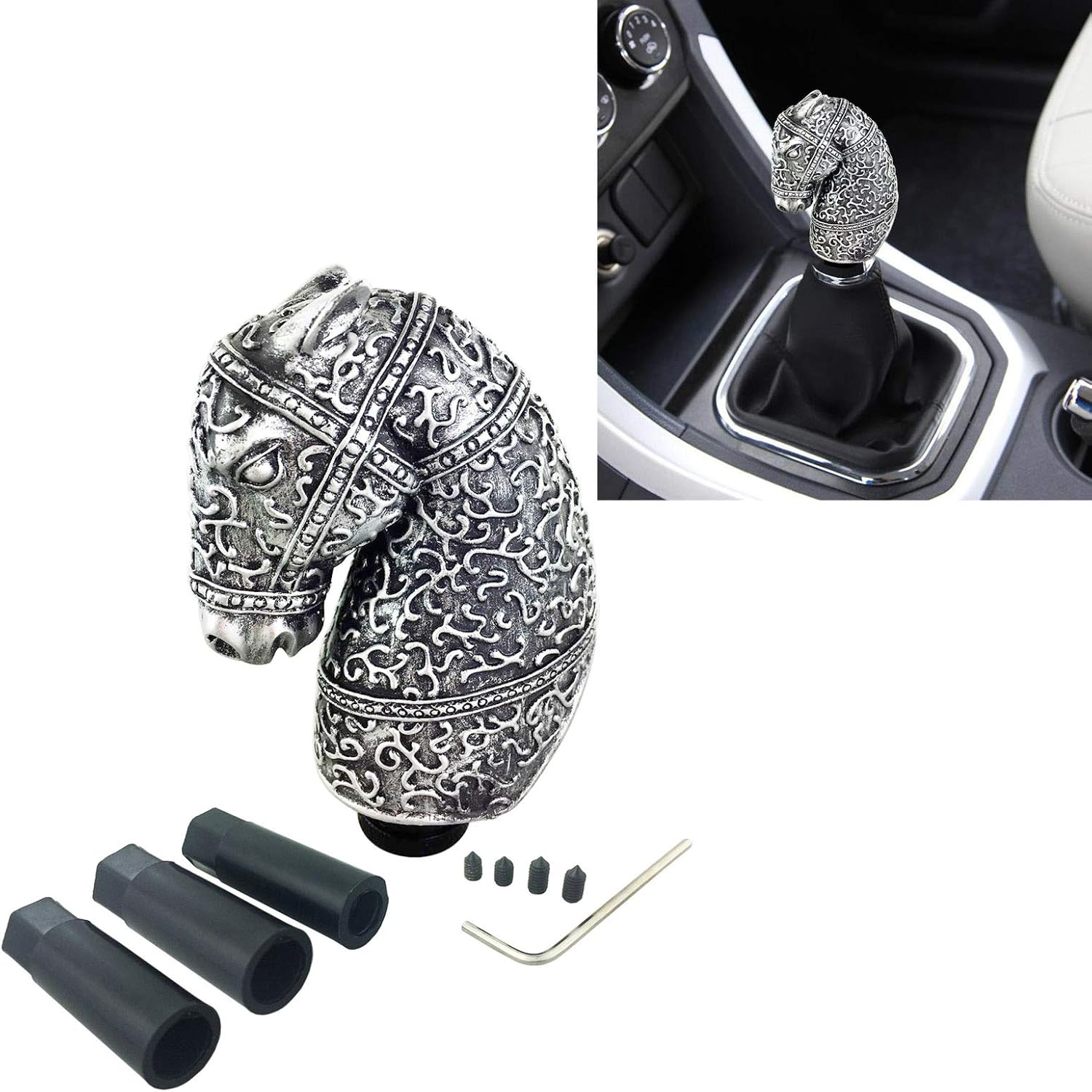5" Weighted Gear Shift Grip Knobs Horse Head Shape Car Speed Shifter Stick Lever Handle Fit Most Manual Auto Vehicles
