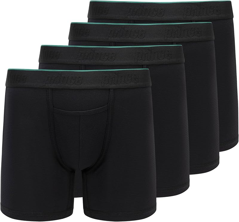 Prince Men's 4-pack Performance Mesh Boxer Brief, Moisture Wicking, Active Stretch, Tag-free