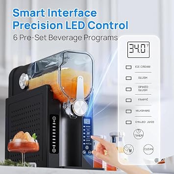 Slushie Machine, All-in-One Slushy Maker For Home, Smart Control Panel, Auto-Clean, 6 Preset Programs, Slush For Margaritas, Frappes, Ice Cream, Milkshakes