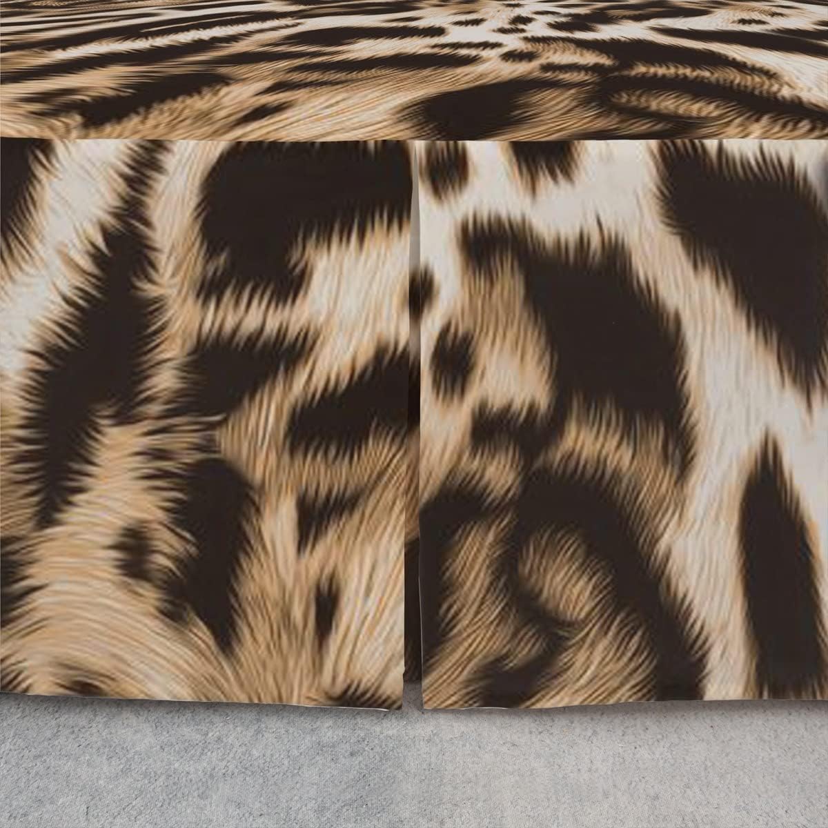 Leopard King Size Bed Skirt, Cheetah Print 15 Inch Drop Brushed Microfiber Bed Skirts for Kids Boys Girls Room, Leopard Fur Print Dust Ruffle Pleated Bedskirt Teens Bedding Decor, Brown