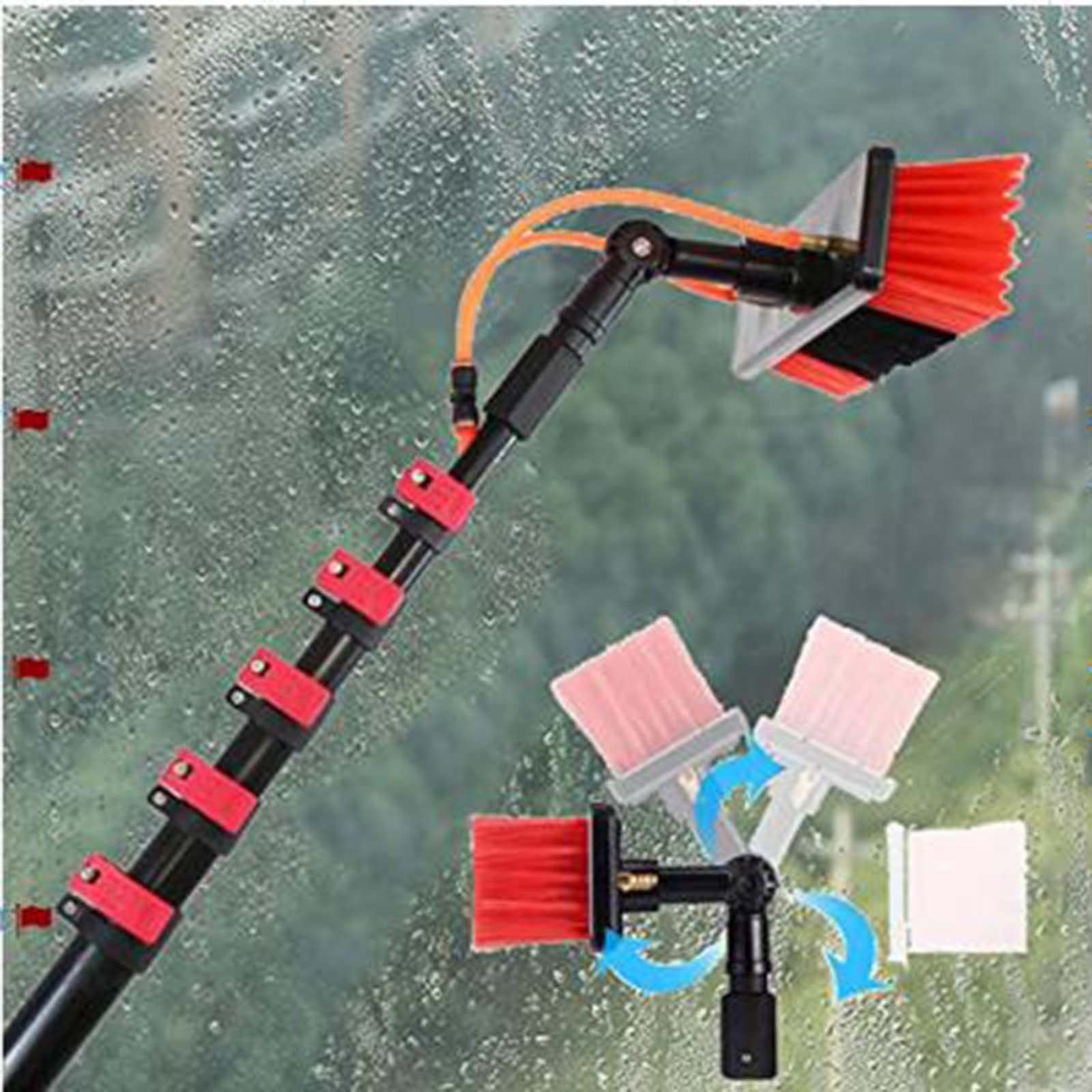 GYEQXKT Telescopic 4m Water-fed Window Cleaning Brush - Ideal for Cleaning Roofs, Verandas & Solar Panels - Extendable Reach for Effective Outdoor Maintenance