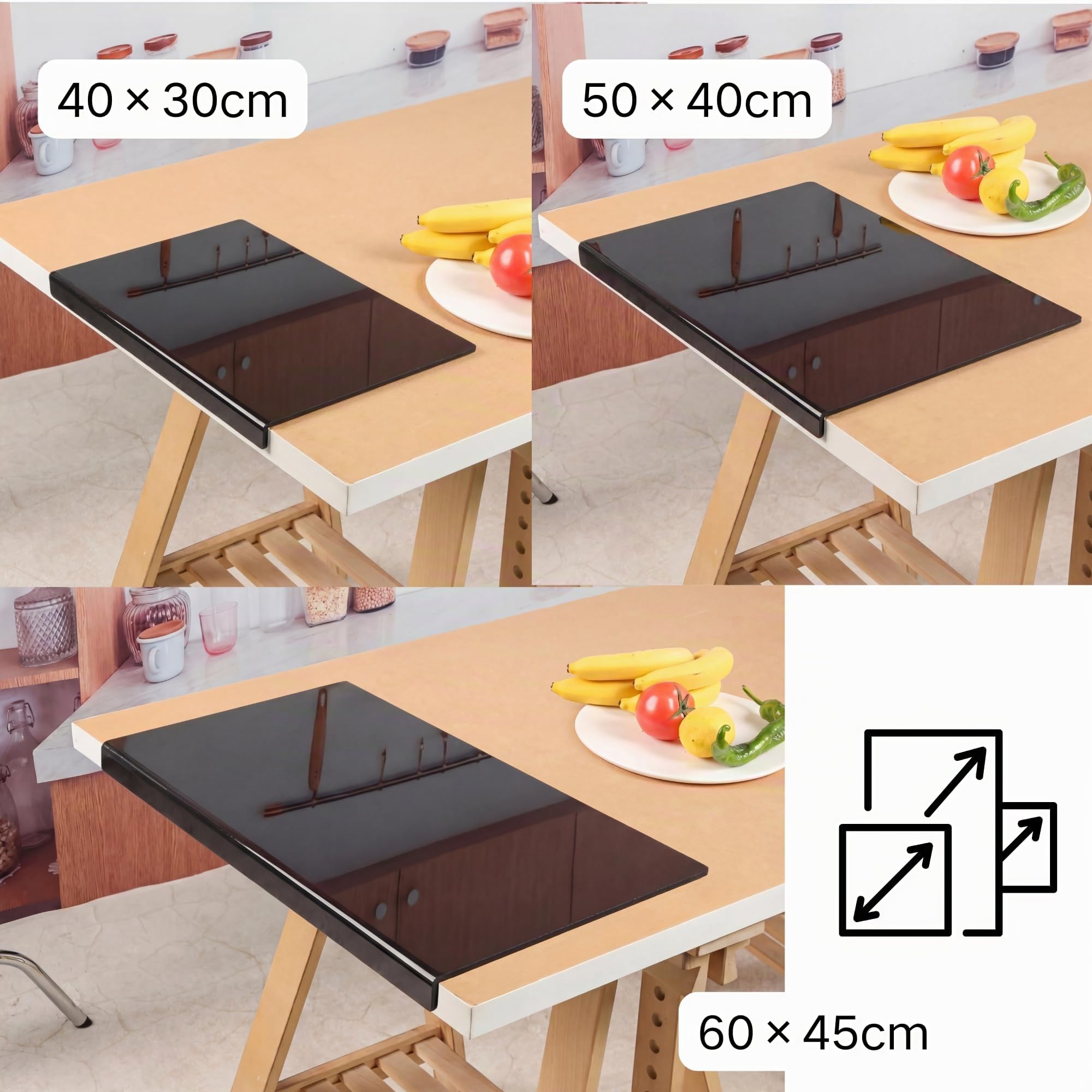 JanYoo - Planche à découper en acrylique, planches à découper pour la cuisine, bloc de découpe épais pour légumes, pain, viandes et fruits avec rebord de comptoir, plateau à découper antidérapant