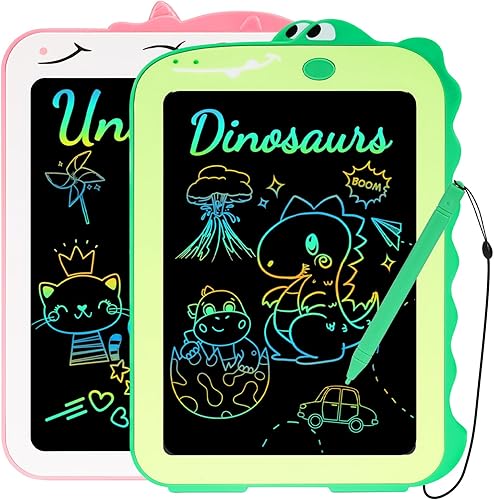 Paquete de 2 tabletas de escritura LCD, unicornios de dinosaurio, regalos para niñas y niños de 3, 4, 5, 6, 7, 8 años, tablero de garabatos de