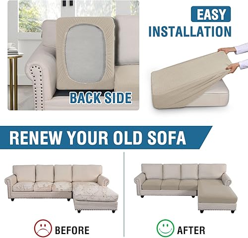 Miniatura 5 de H.VERSAILTEX Fundas para sofá modular, 4 piezas, fundas de cojín para sofá en forma de L, fundas de cojín separadas para sofá seccional izquierdo y