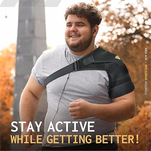 Miniatura 4 de FIGHTECH - Soporte de hombro para puño rotador desgarrado para hombres y mujeres - Apoyo y alivio del dolor (Negro-XXL)